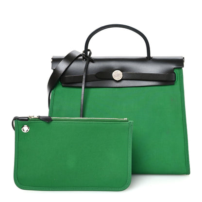 Hermes Vache Hunter Toile Herbag Zip 31 PM Bambou Kaki 3 of 11
