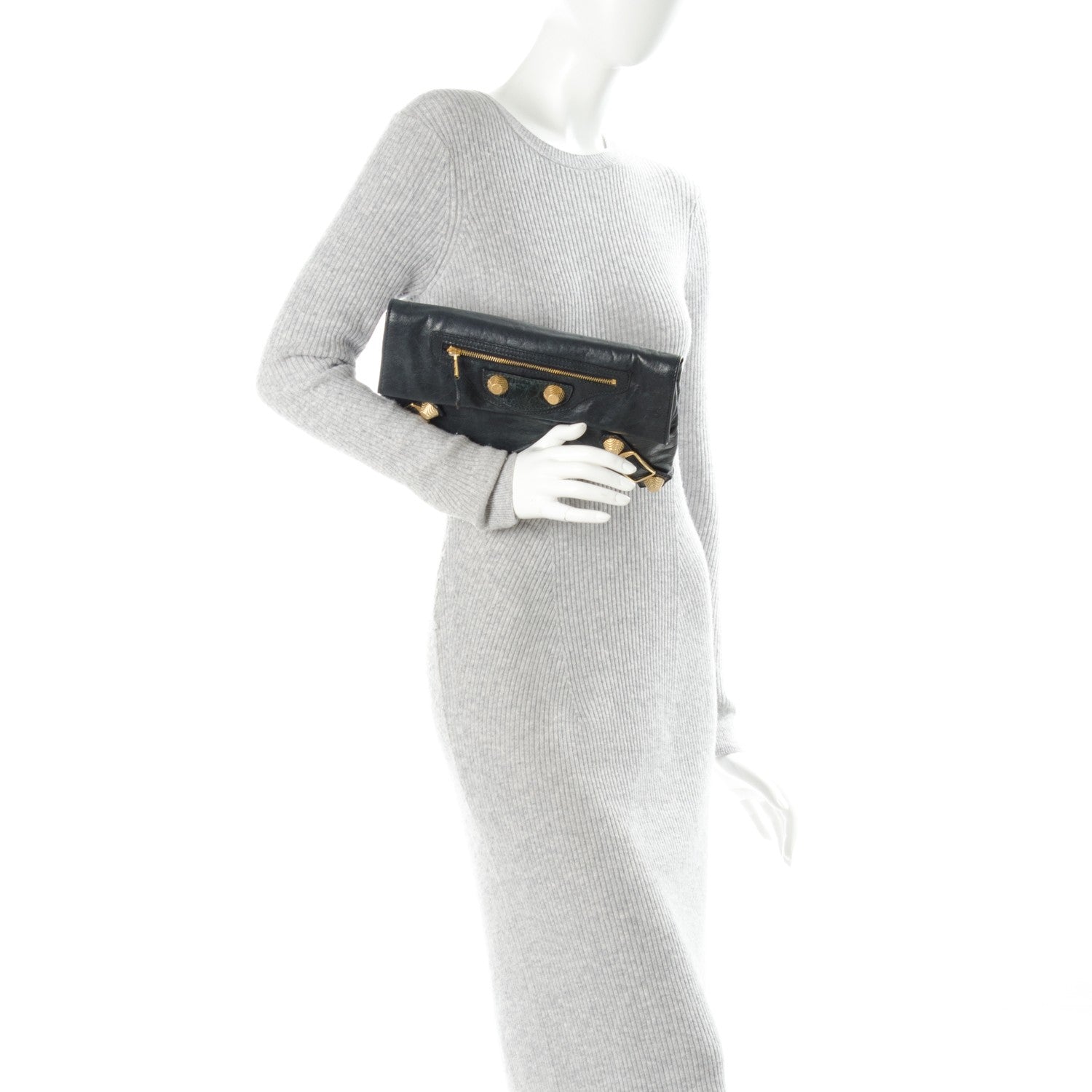 Balenciaga Agneau Giant 21 Gold Hardware Envelope Clutch Black 2 of 7