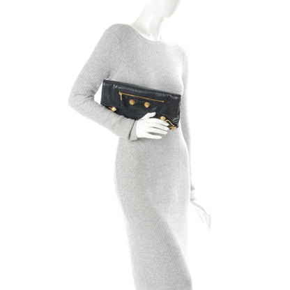 Balenciaga Agneau Giant 21 Gold Hardware Envelope Clutch Black 2 of 7