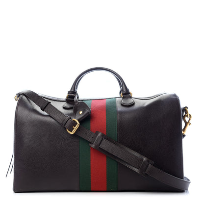 Gucci Calfskin Web Duffle Dark Brown 1 of 8