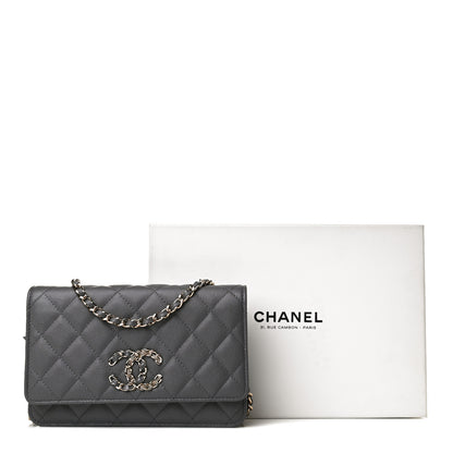 Chanel Caviar Quilted French New Wave Chain CC Wallet On Chain WOC Grey 14 of 14