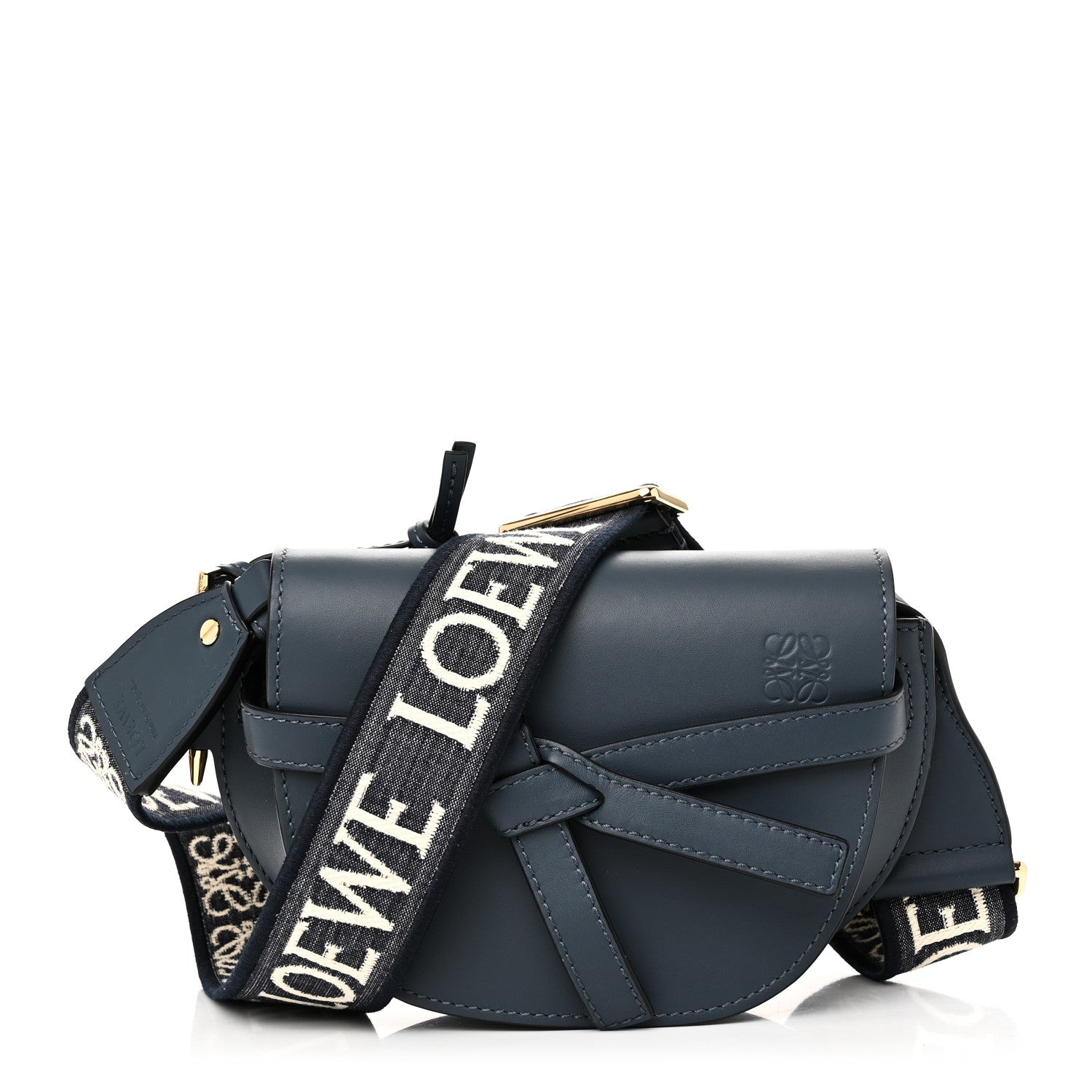 Loewe Calfskin Jacquard Mini Gate Crossbody Bag Onyx Blue 1 of 9