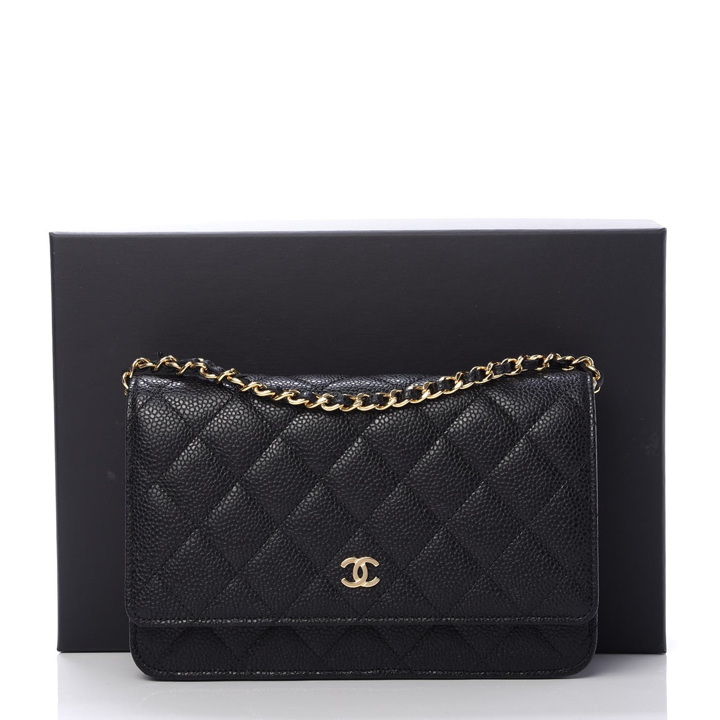 Caviar Quilted Wallet On Chain WOC Black