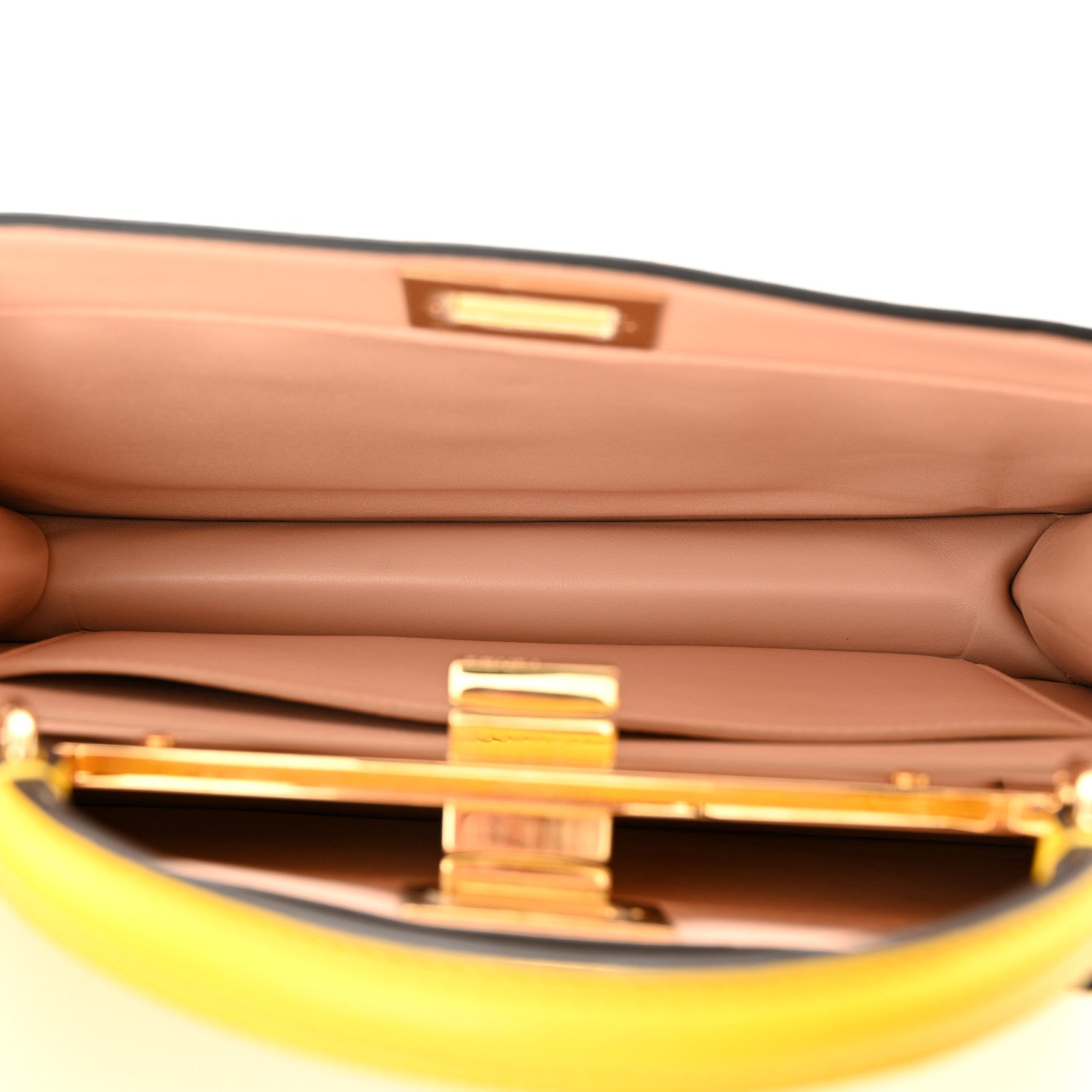 Fendi Vitello King Luxor Shiny Nappa Medium Peekaboo I SEE U East West Satchel Limone Light Rose 6 of 10
