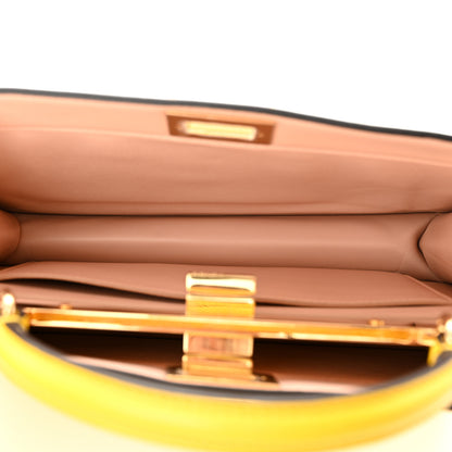 Fendi Vitello King Luxor Shiny Nappa Medium Peekaboo I SEE U East West Satchel Limone Light Rose 6 of 10