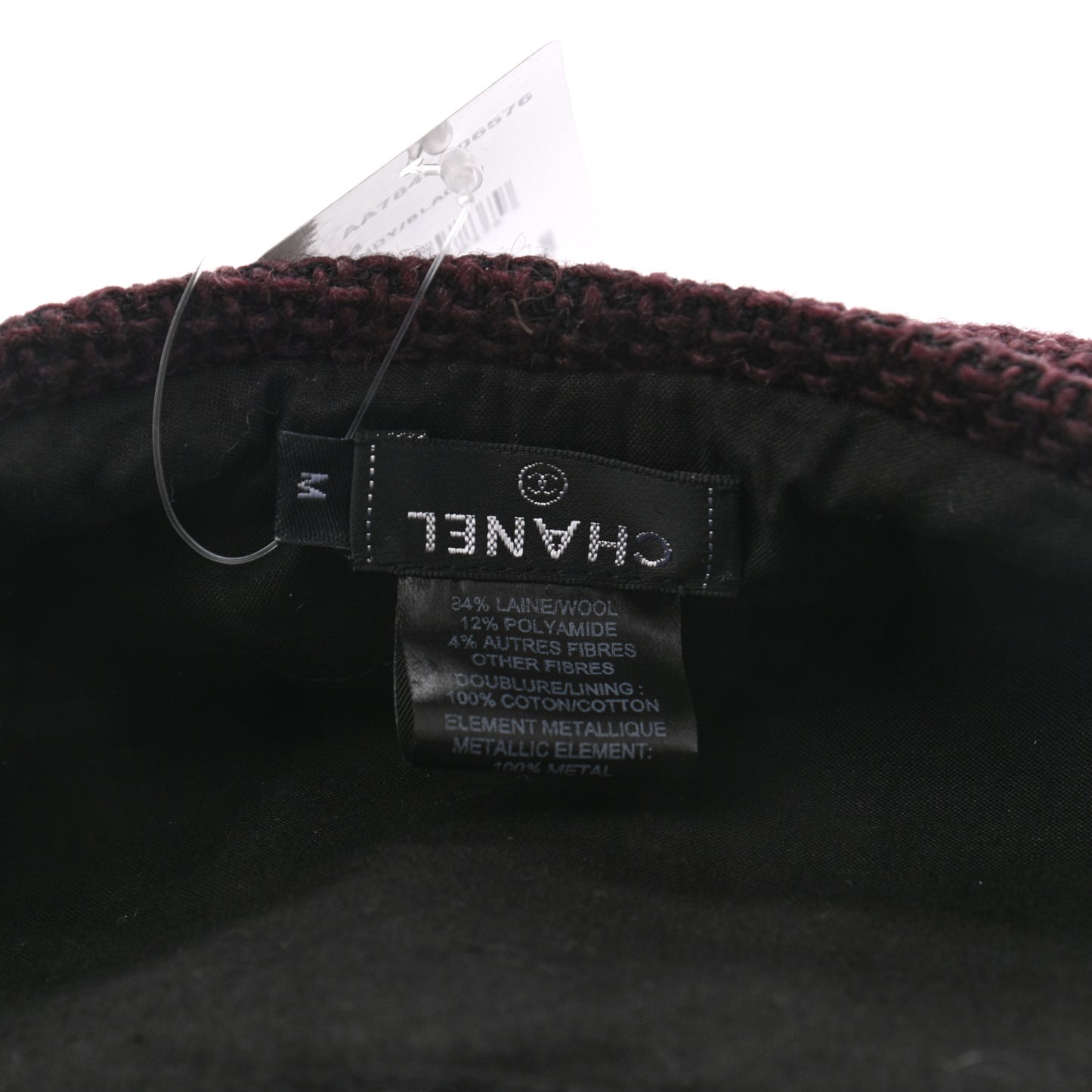 Wool Fabric CC Beret M Burgundy Black