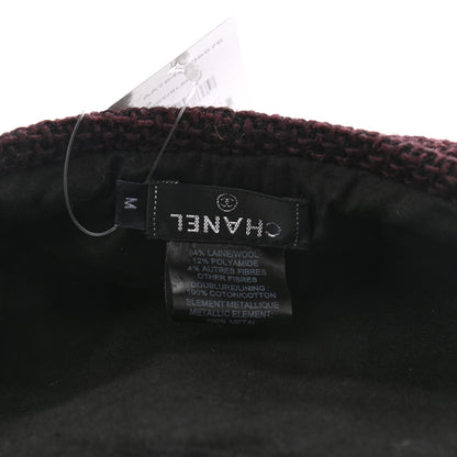 Chanel Wool Fabric CC Beret M Burgundy Black 8 of 8