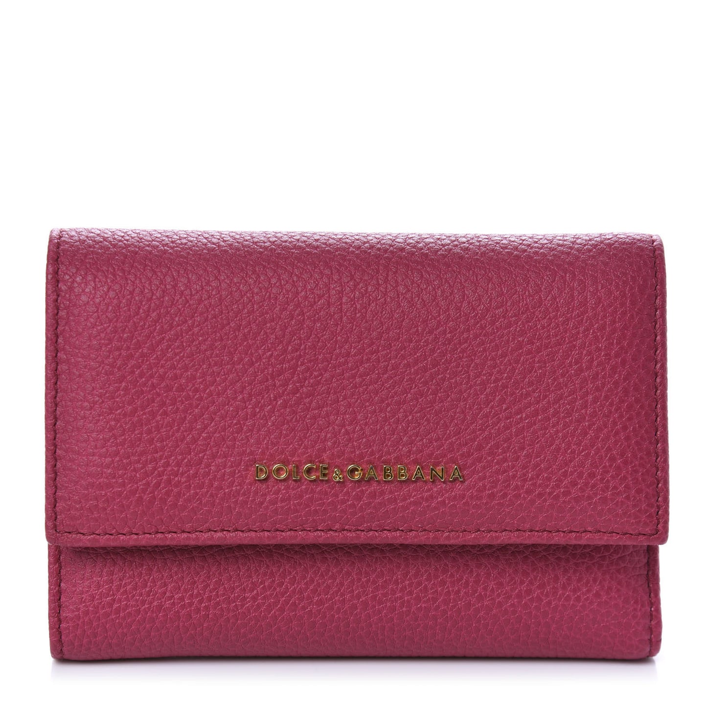 Pebbled Calfskin French Flap Wallet Fuxia