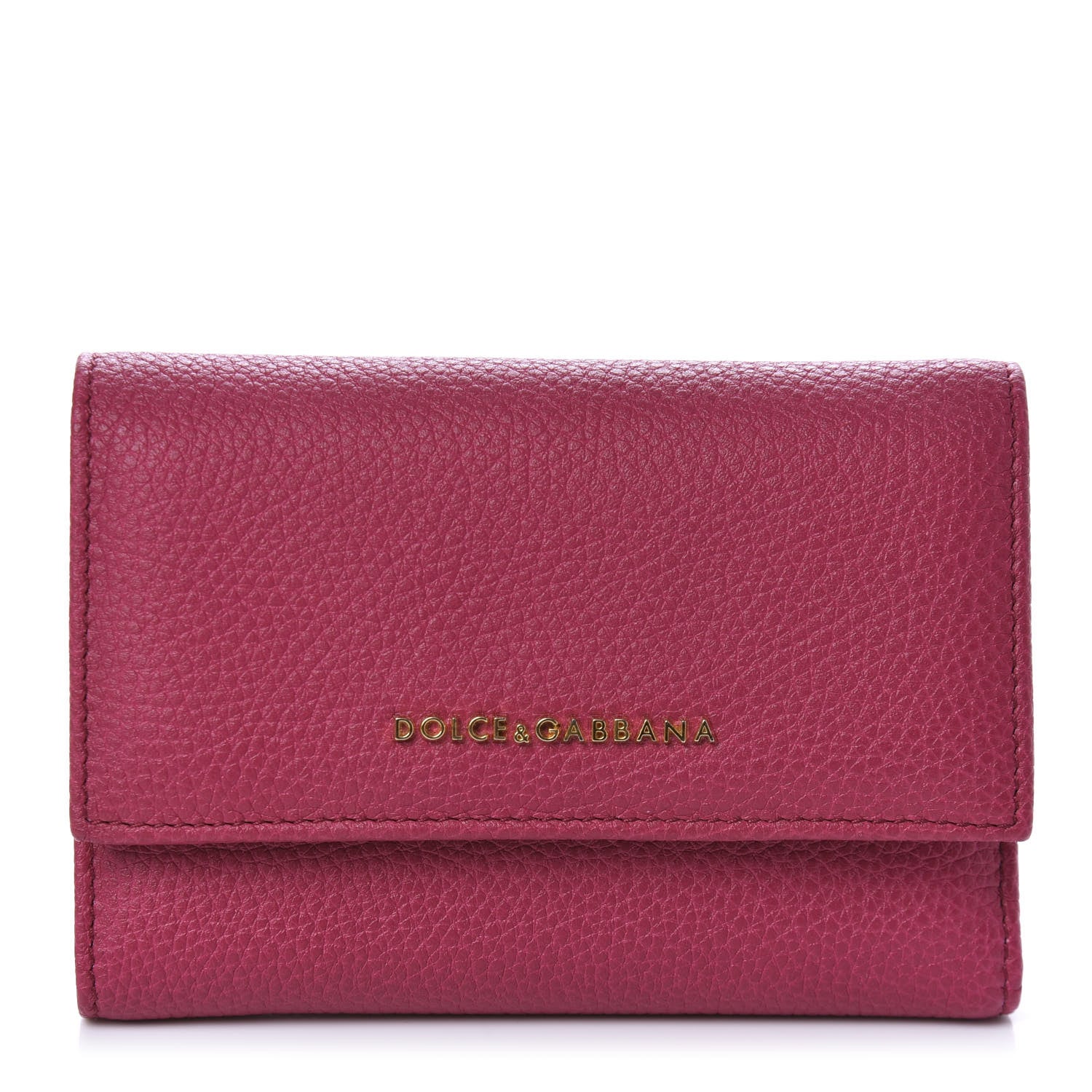 Dolce & Gabbana Pebbled Calfskin French Flap Wallet Fuxia 1 of 7