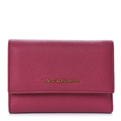 Dolce & Gabbana Pebbled Calfskin French Flap Wallet Fuxia 1 of 7