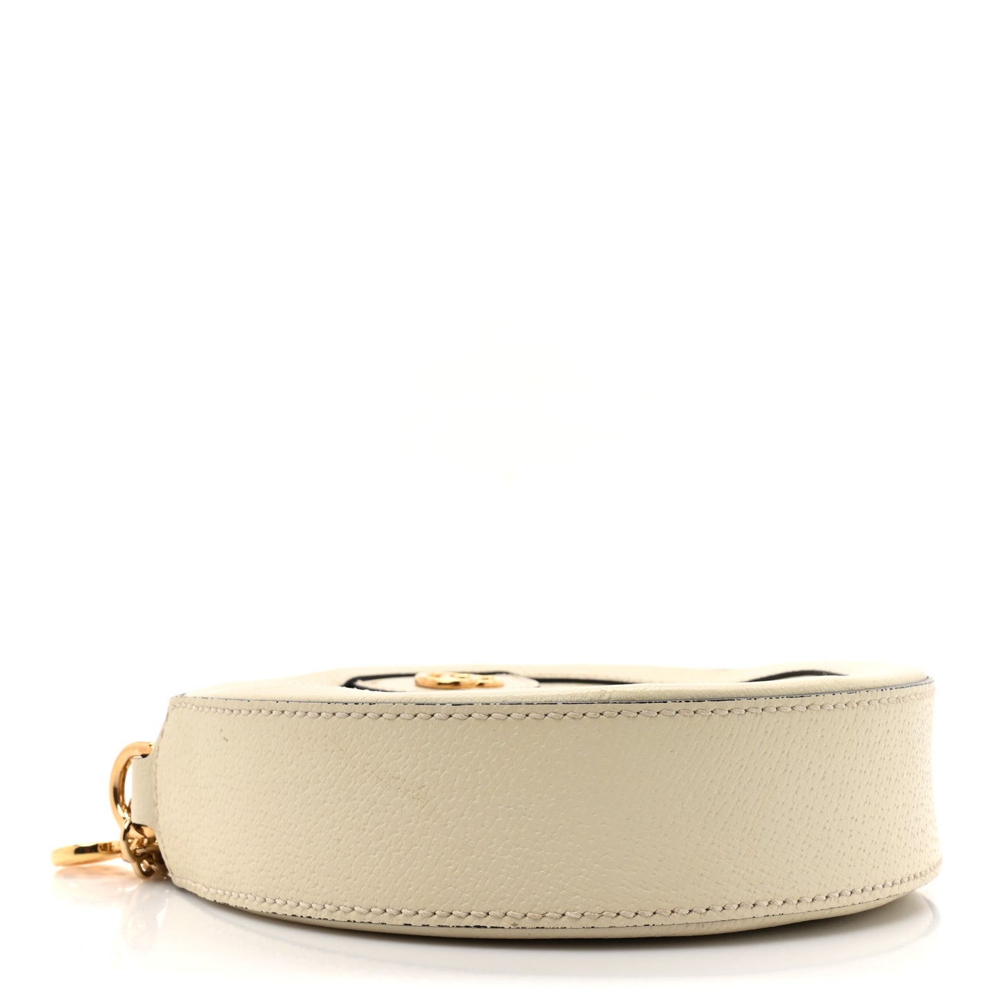 Textured Calfskin Web Mini Ophidia Round Shoulder Bag Mystic White