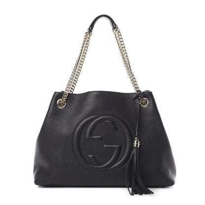 Gucci Pebbled Calfskin Medium Soho Chain Shoulder Bag Black 1 of 11