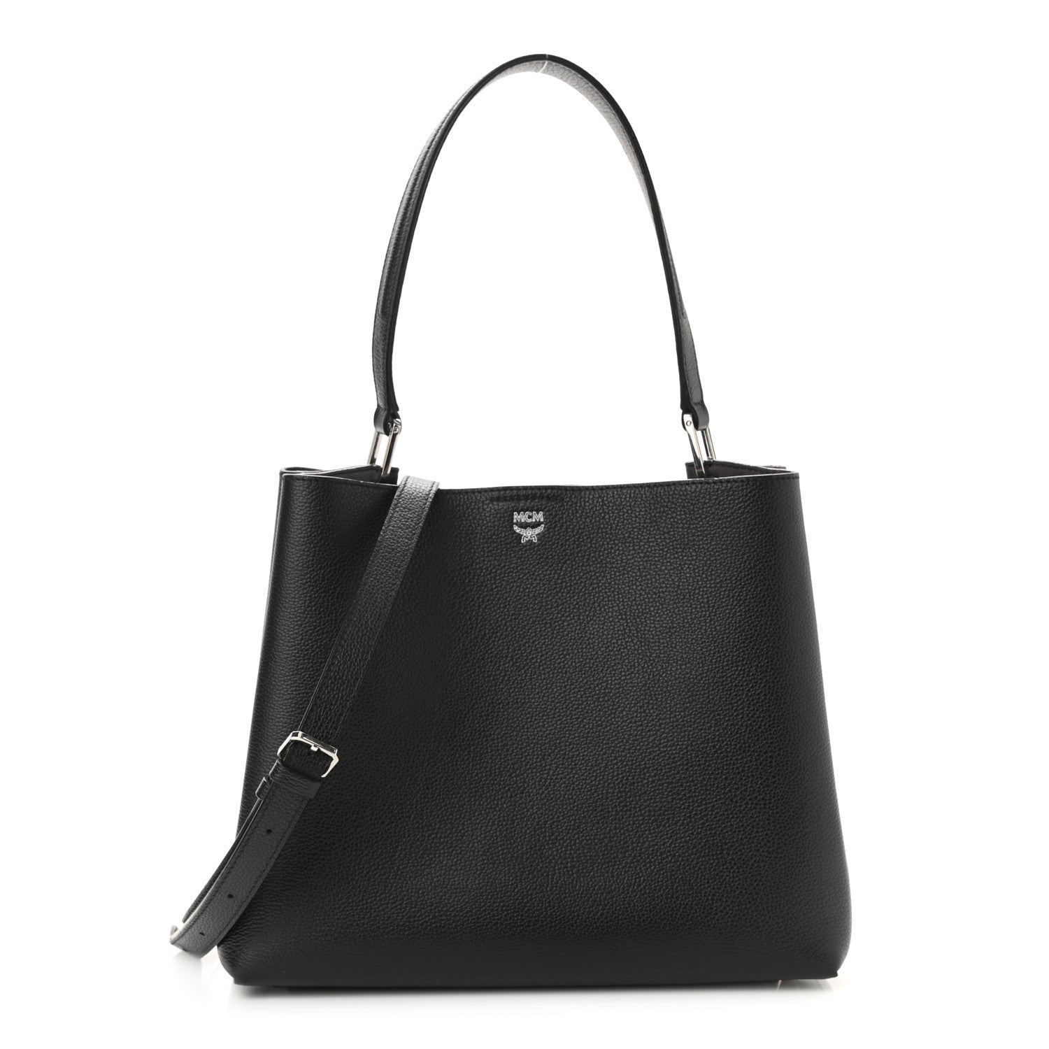MCM Grained Calfskin Visetos Medium Sarah Hobo Black 1 of 11
