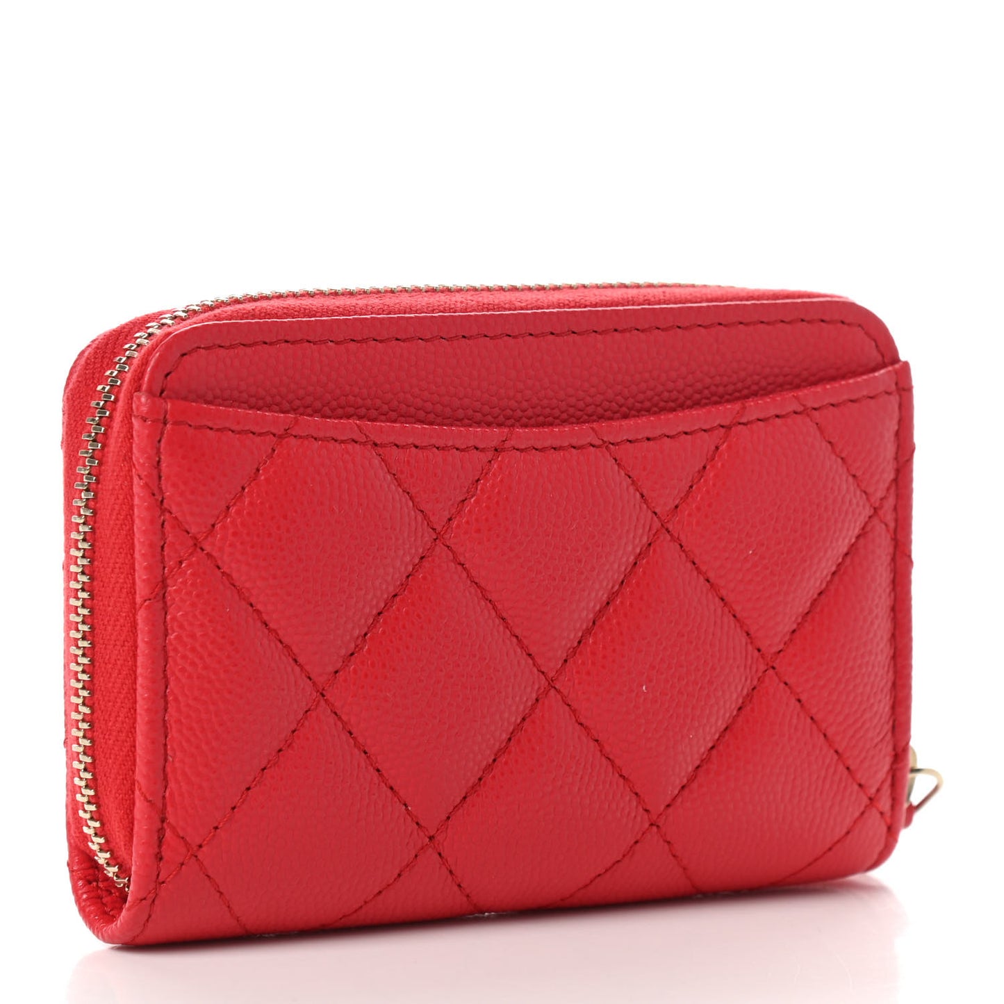 Caviar Quilted Zip Coin Purse Red