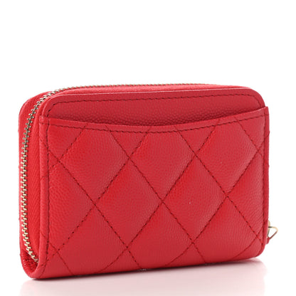 Chanel Caviar Quilted Zip Coin Purse Red 3 of 7