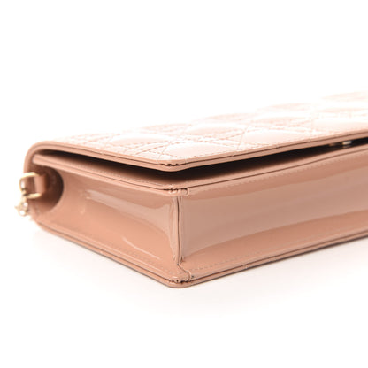 Christian Dior Patent Cannage Lady Dior Convertible Clutch Rose Des Vents 6 of 10