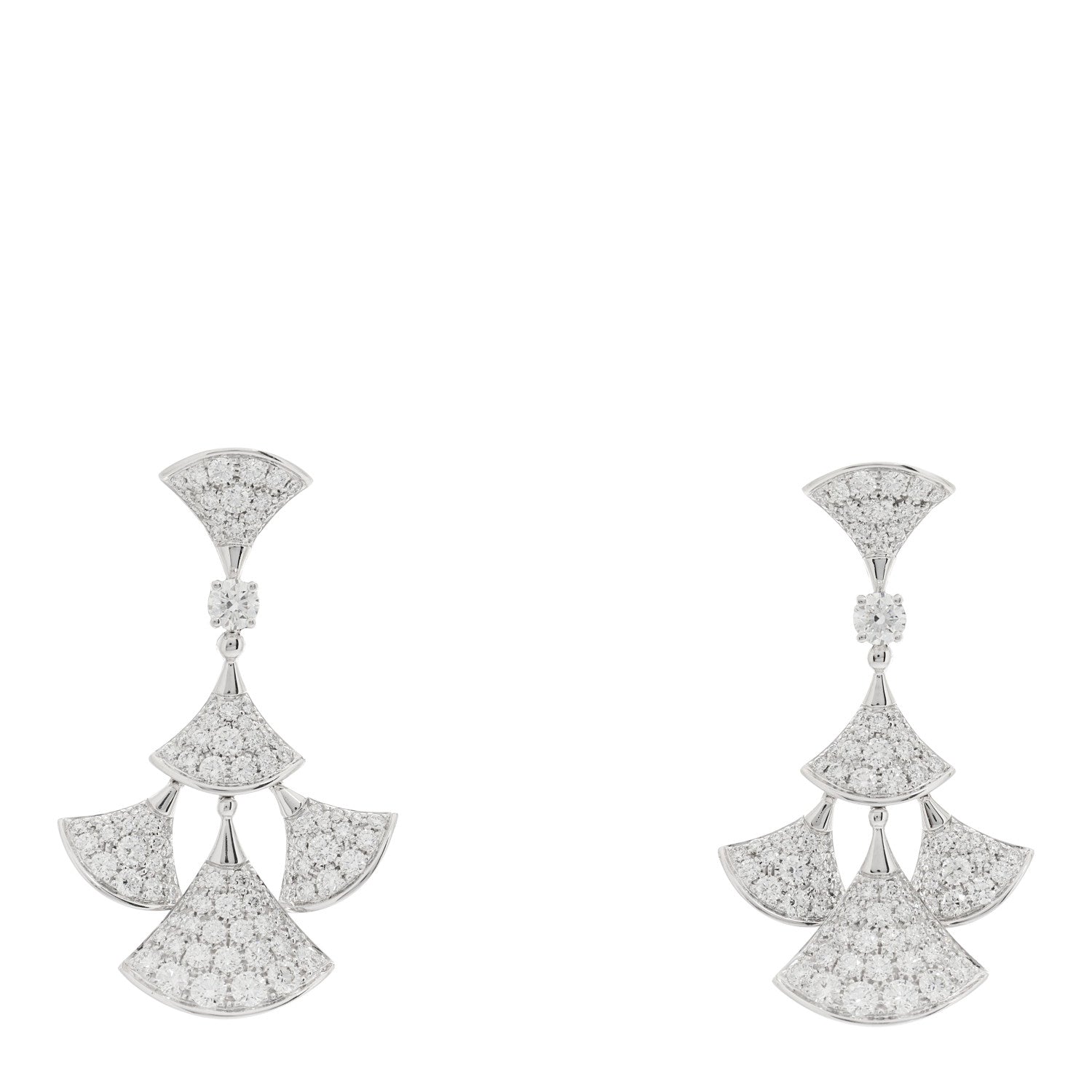 Bulgari 18K White Gold Diamond Divas' Dream Pave Drop Earrings 1 of 5
