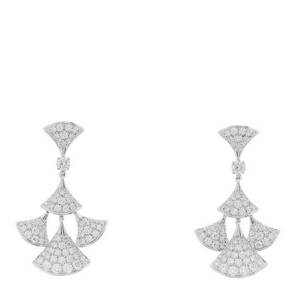 Bulgari 18K White Gold Diamond Divas' Dream Pave Drop Earrings 1 of 5