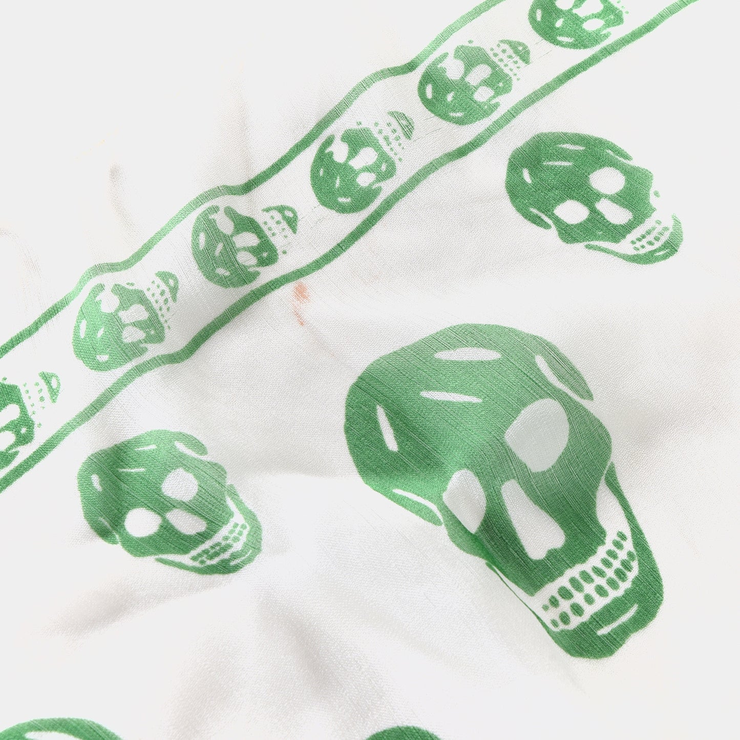 Silk Chiffon Skull Scarf Ivory Green
