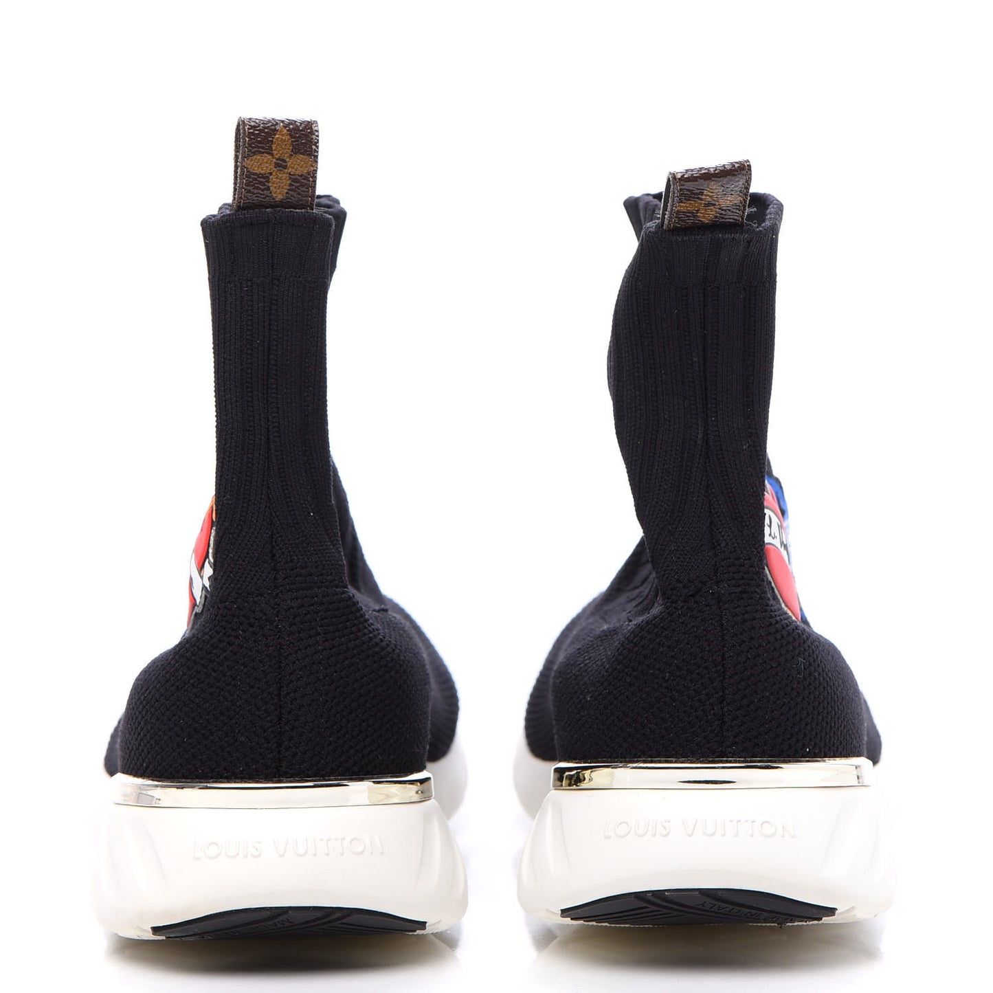 Stretch Fabric LV Black Heart Sock Sneaker 42 Black