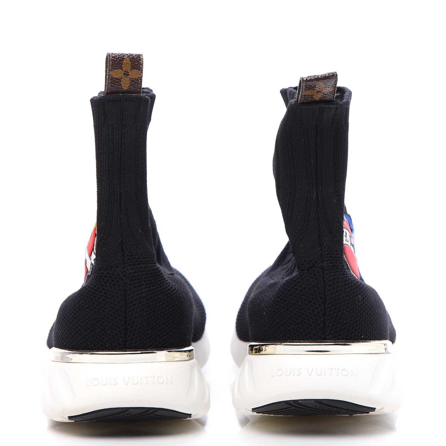 Louis Vuitton Stretch Fabric LV Black Heart Sock Sneaker 42 Black 4 of 10