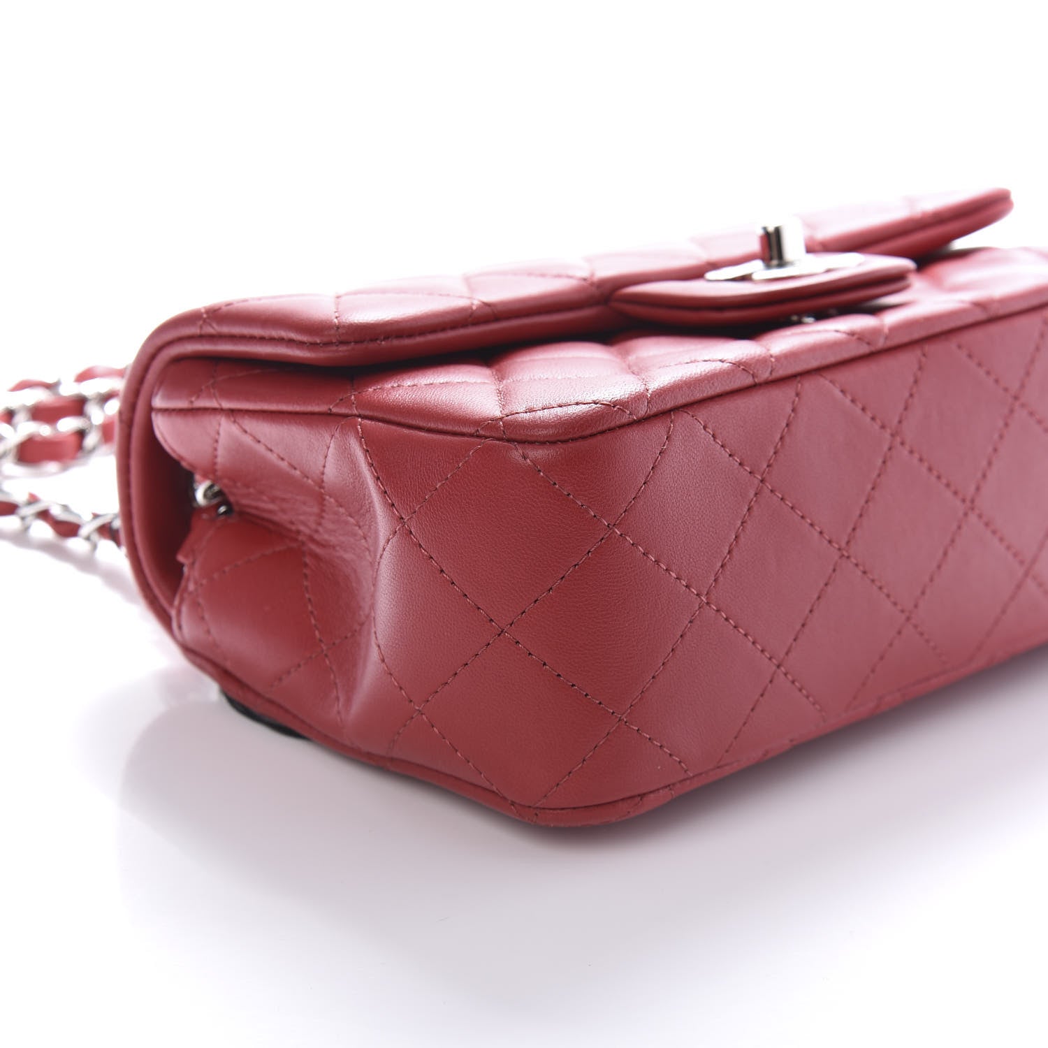 Chanel Lambskin Quilted Mini Rectangular Flap Red 9 of 11