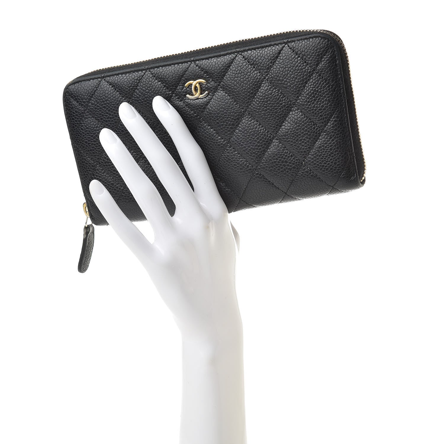 Chanel Caviar Quilted Large Gusset Zip Around Wallet Black 2 of 16