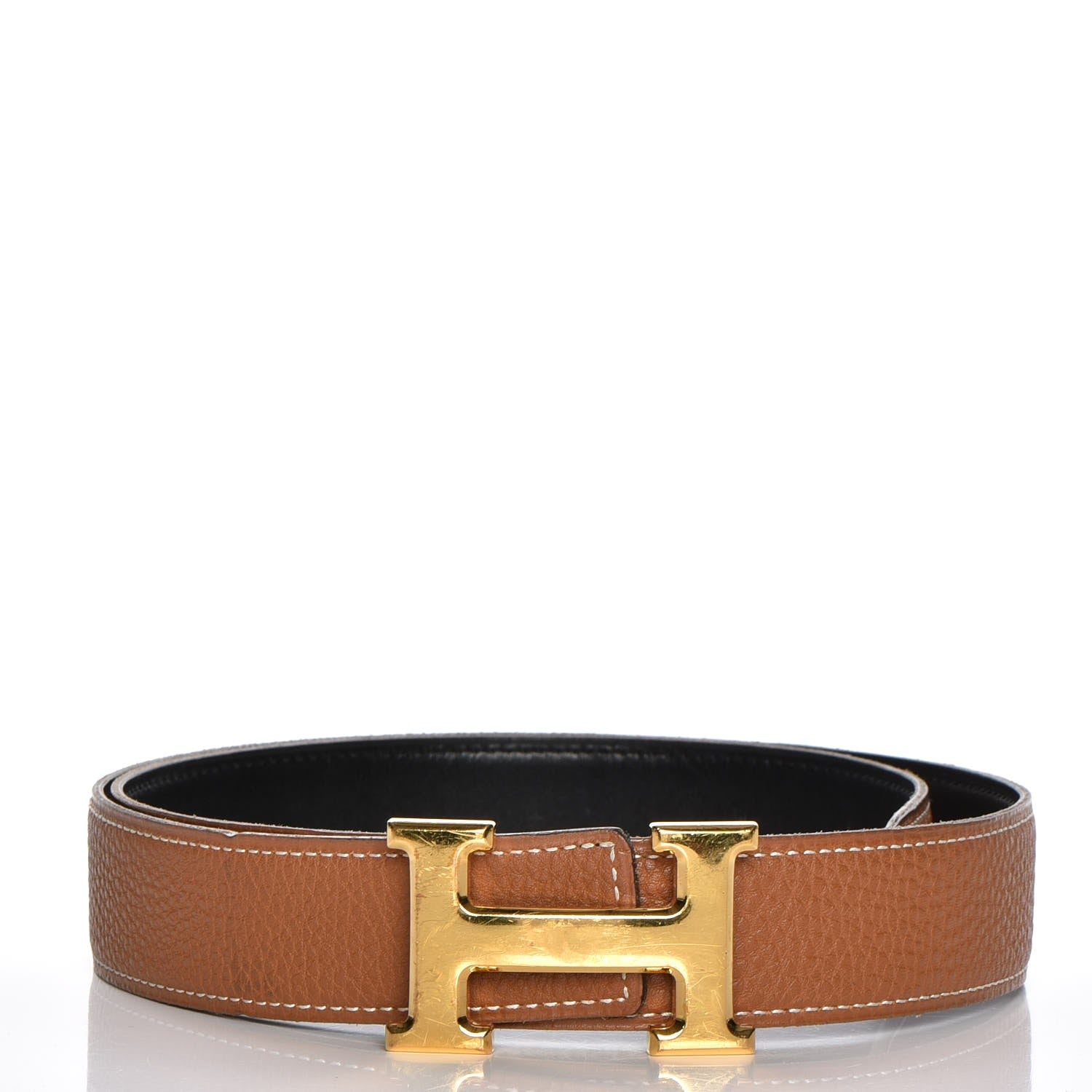 Hermes Box Togo 32mm H Belt 80 Black Gold 15 of 15