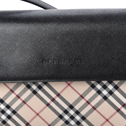 Burberry Calfskin Nova Check Shoulder Bag Black 9 of 9