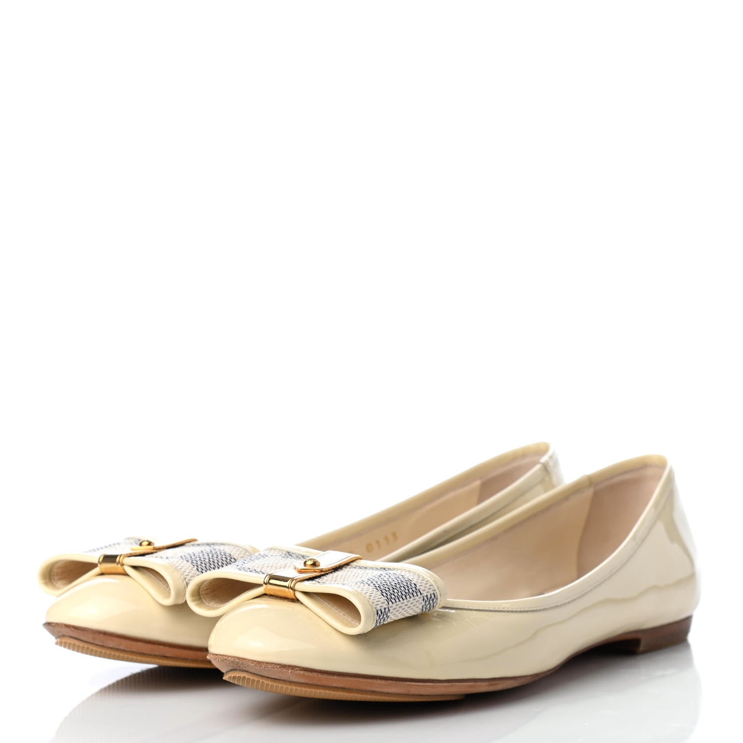 Louis Vuitton Damier Azur Patent Valentine Ballerina Flats 37 2 of 7