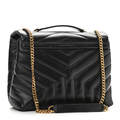Saint Laurent Calfskin Y Quilted Monogram Small Loulou Chain Satchel Black 3 of 9