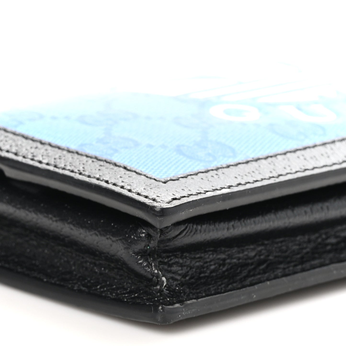 X ADIDAS Monogram Textured Dollar Calfskin Trefoil Embossed Wallet On Chain Blue