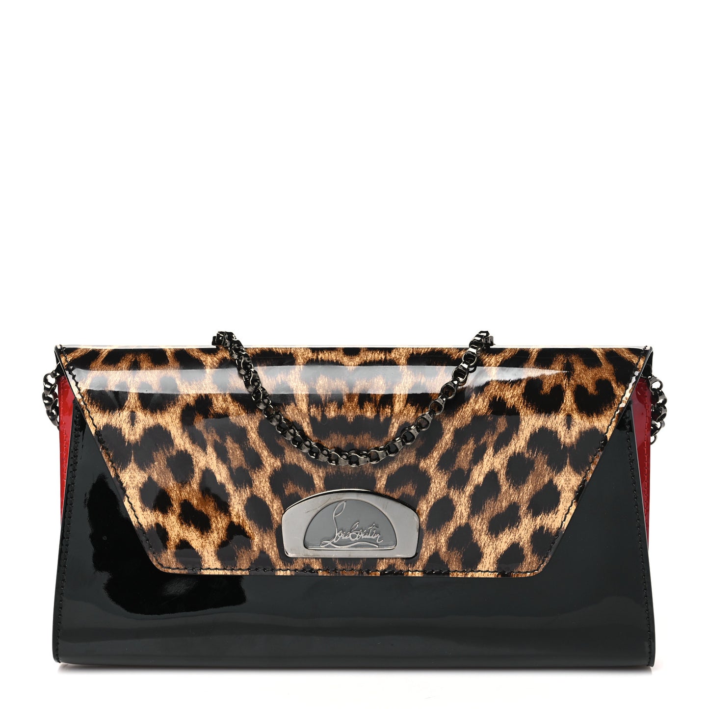 Patent Leopard Vero Dodat Clutch Black
