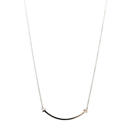 Tiffany 18K Yellow Gold Small T Smile Pendant Necklace 1 of 5