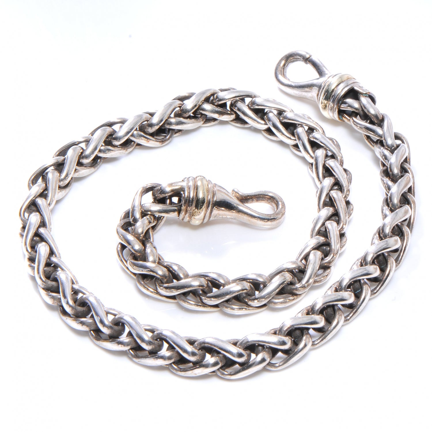 David Yurman 14K Gold Sterling Silver Wheat Chain Necklace 5 of 6
