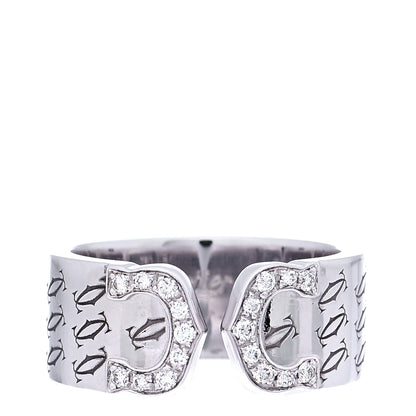 Cartier 18K White Gold Diamond C De Cartier Christmas Ring 51 5.75 1 of 5