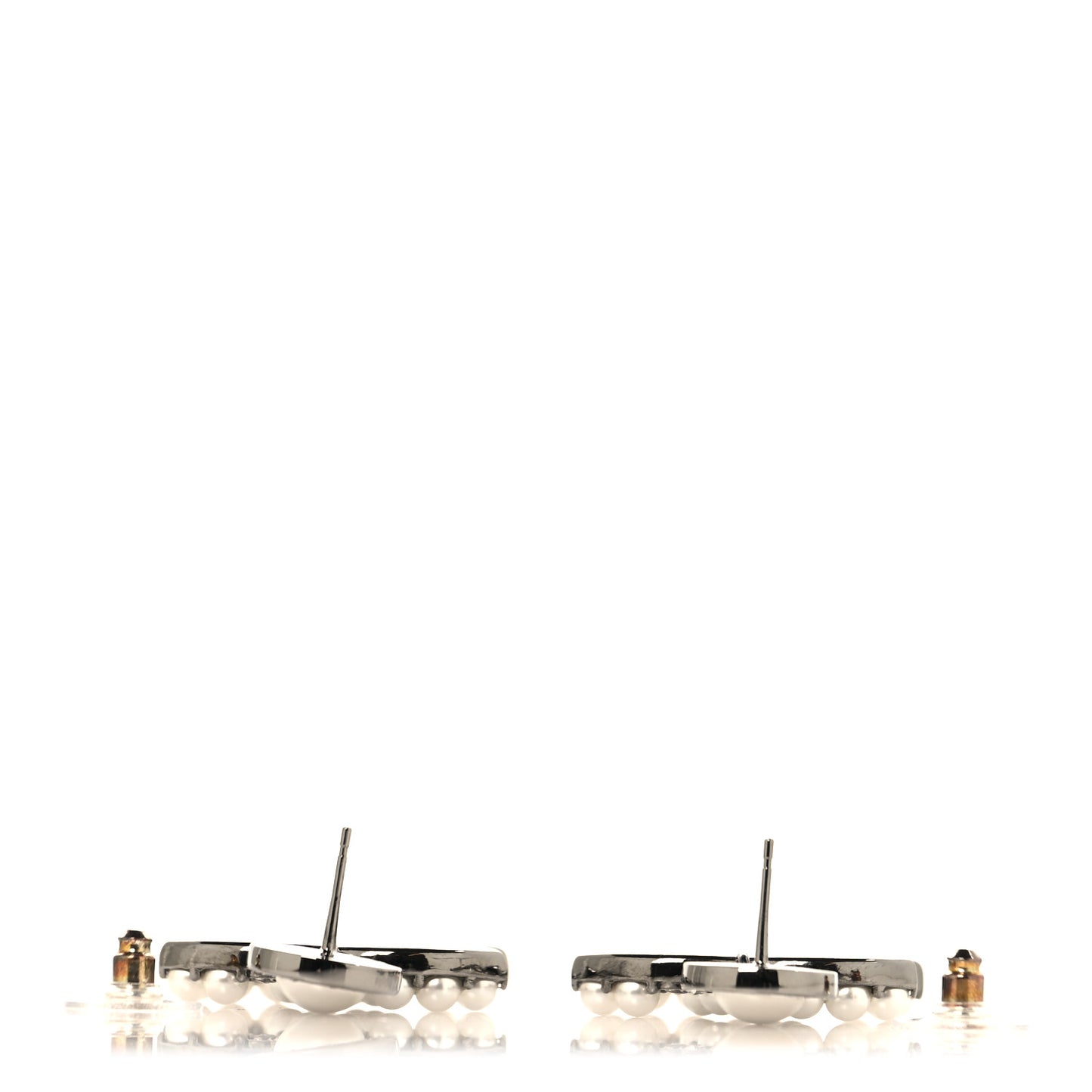 Pearl Crystal CC Drop Earrings Silver