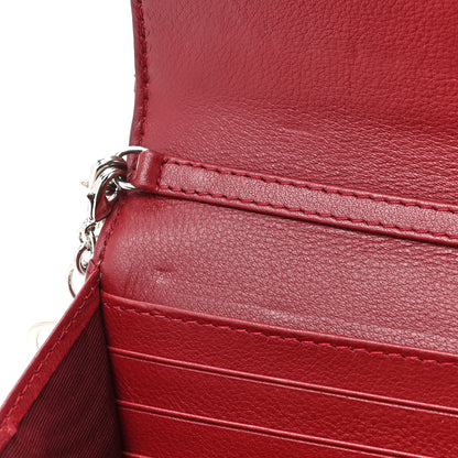 Christian Dior Patent Cannage Lady Dior Rendezvous Wallet On Chain Red 13 of 14