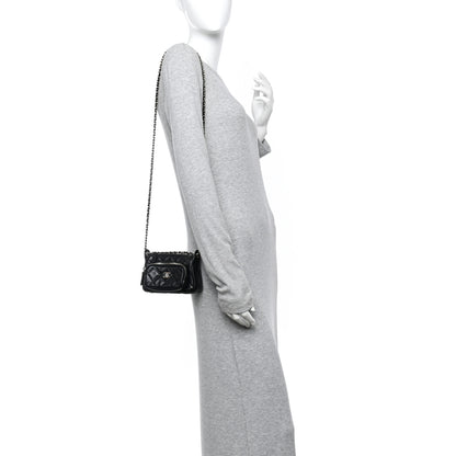 Chanel Shiny Crumpled Lambskin Quilted Mini Clutch With Chain Black 2 of 10