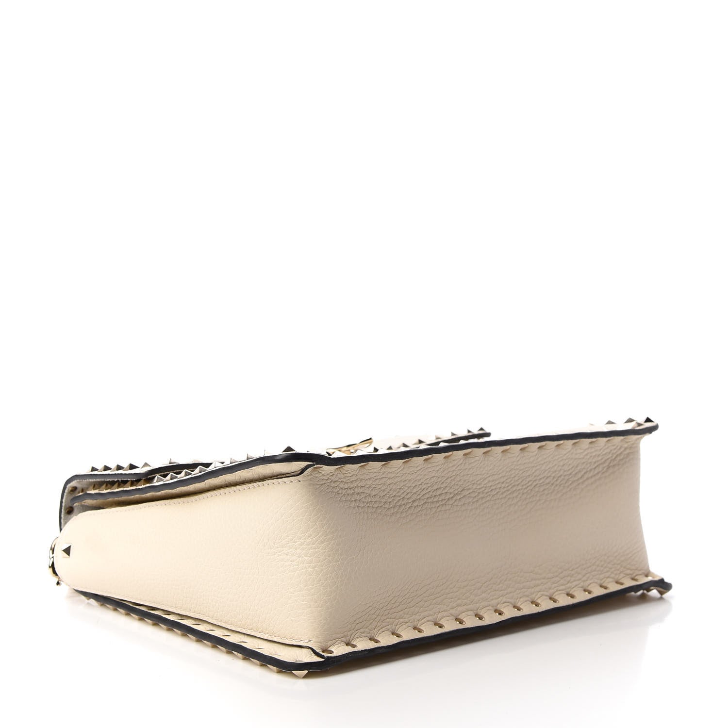 Valentino Garavani Grained Calfskin Rockstud Top Handle Flap Shoulder Bag Light Ivory 4 of 9