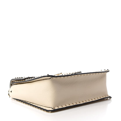 Valentino Garavani Grained Calfskin Rockstud Top Handle Flap Shoulder Bag Light Ivory 4 of 9