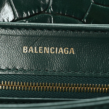 Balenciaga Shiny Extra Supple Calfskin Crocodile Embossed Small Triplet Bag Forest Green 7 of 9