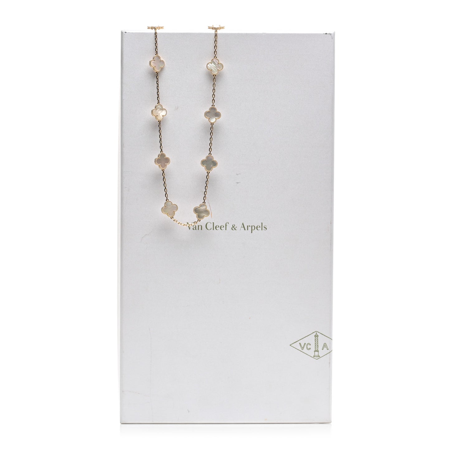 18K Yellow Gold Mother of Pearl 20 Motifs Vintage Alhambra Necklace