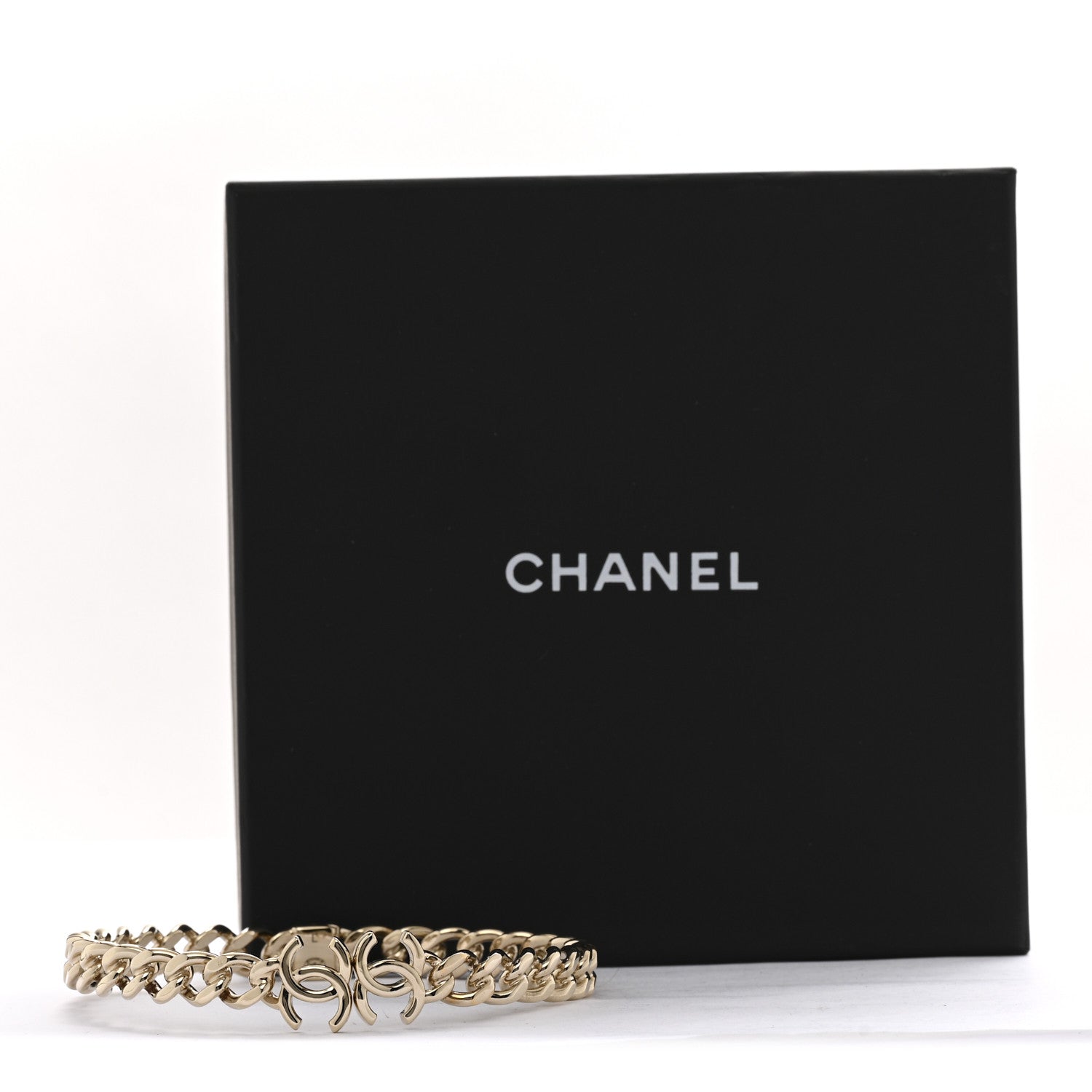 Chanel Metal CC Chain Link Choker Necklace L Gold 6 of 6