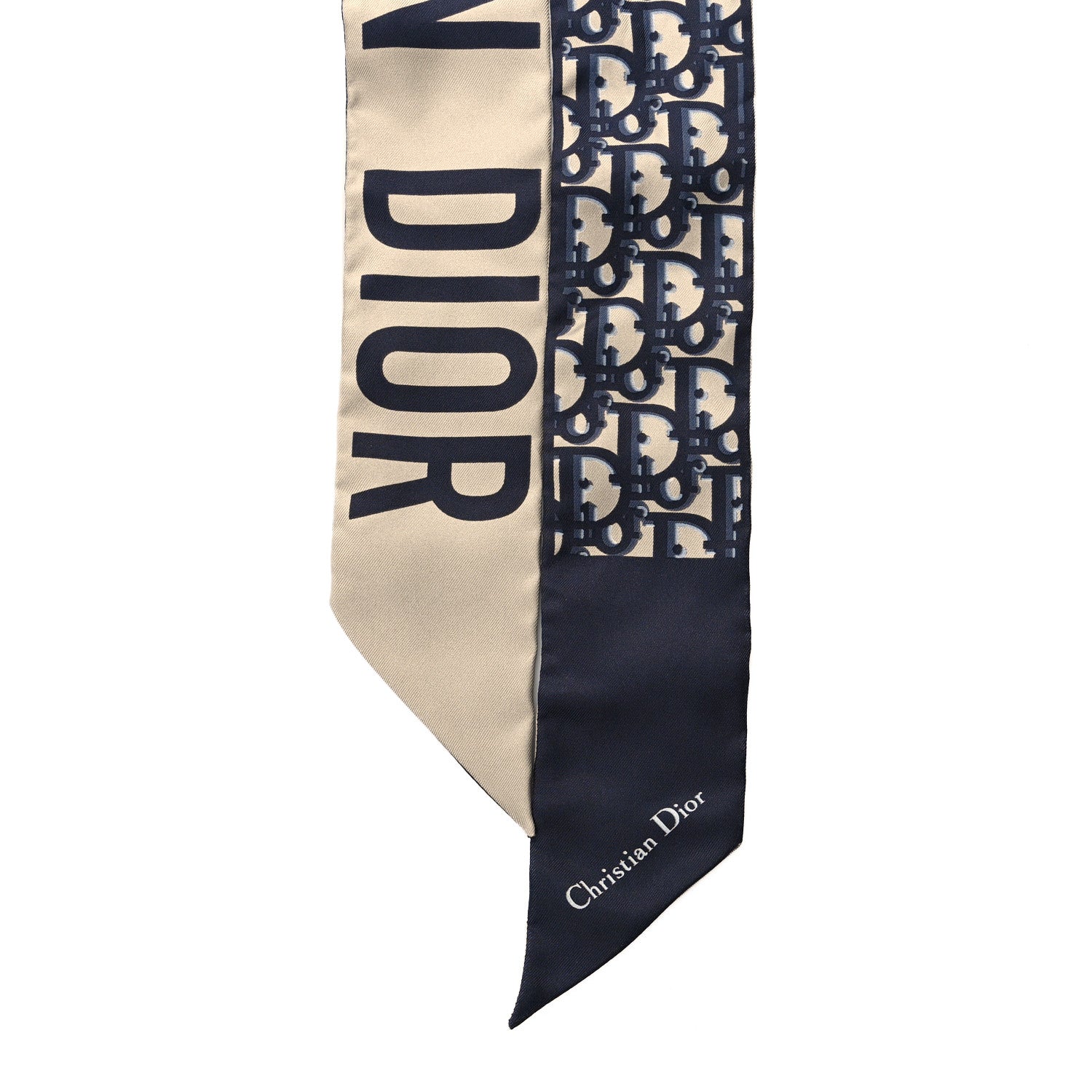 Christian Dior Silk Oblique Mitzah Scarf Blue 2 of 3