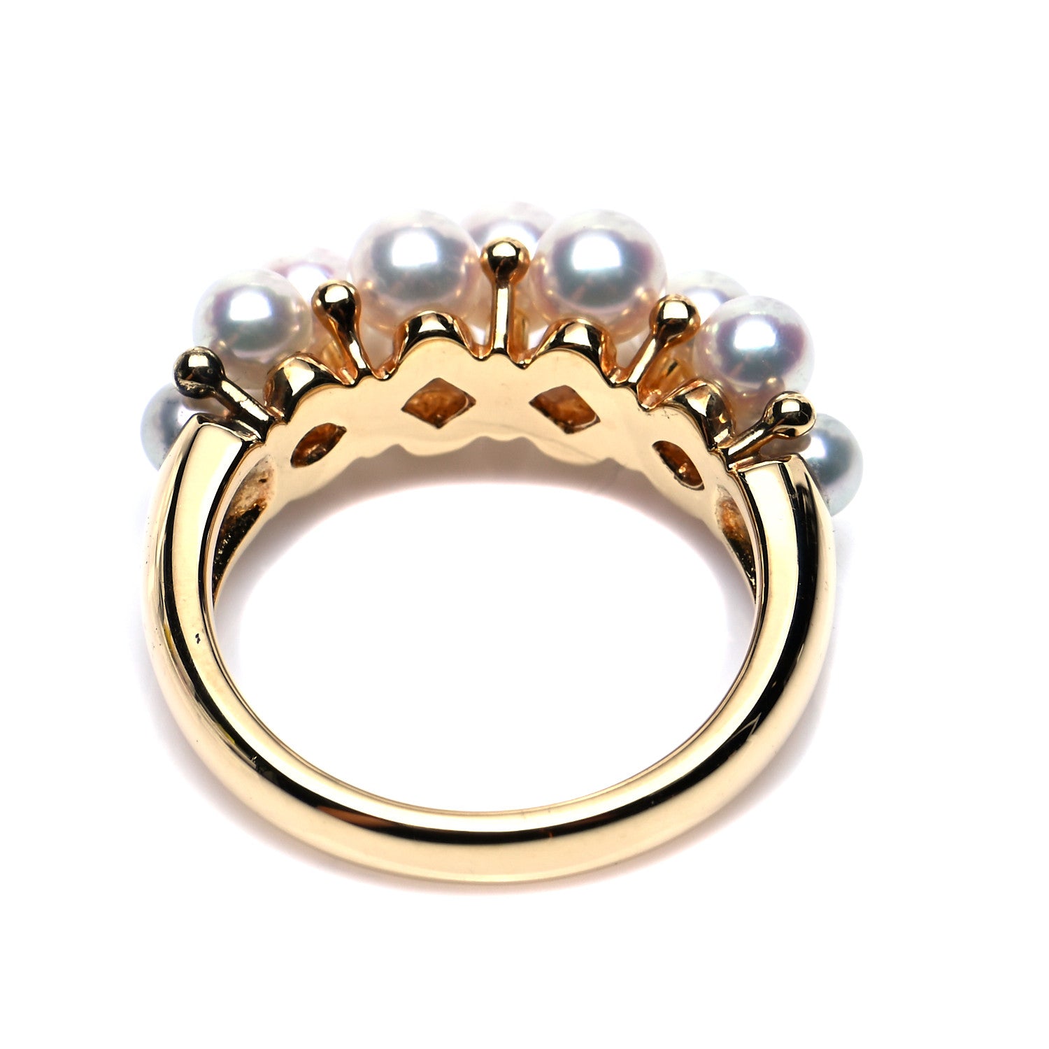 Mikimoto 18K Yellow Gold Akoya Pearl 3-4mm Cluster Ring 50 5.25 4 of 5