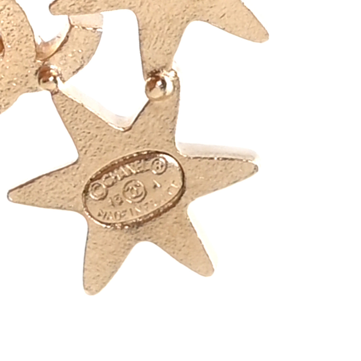 Crystal Pearl CC Star Earrings Gold