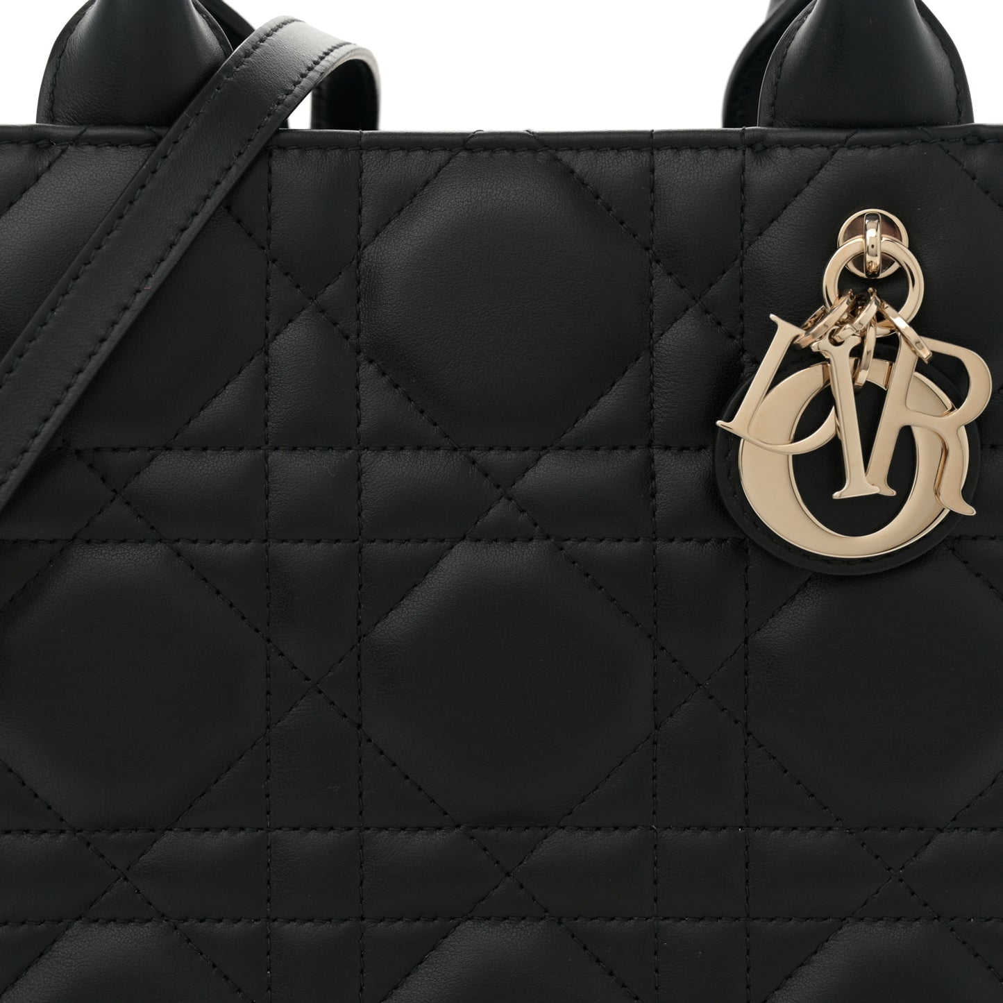 Calfskin Macro Cannage Small Book Tote  Black
