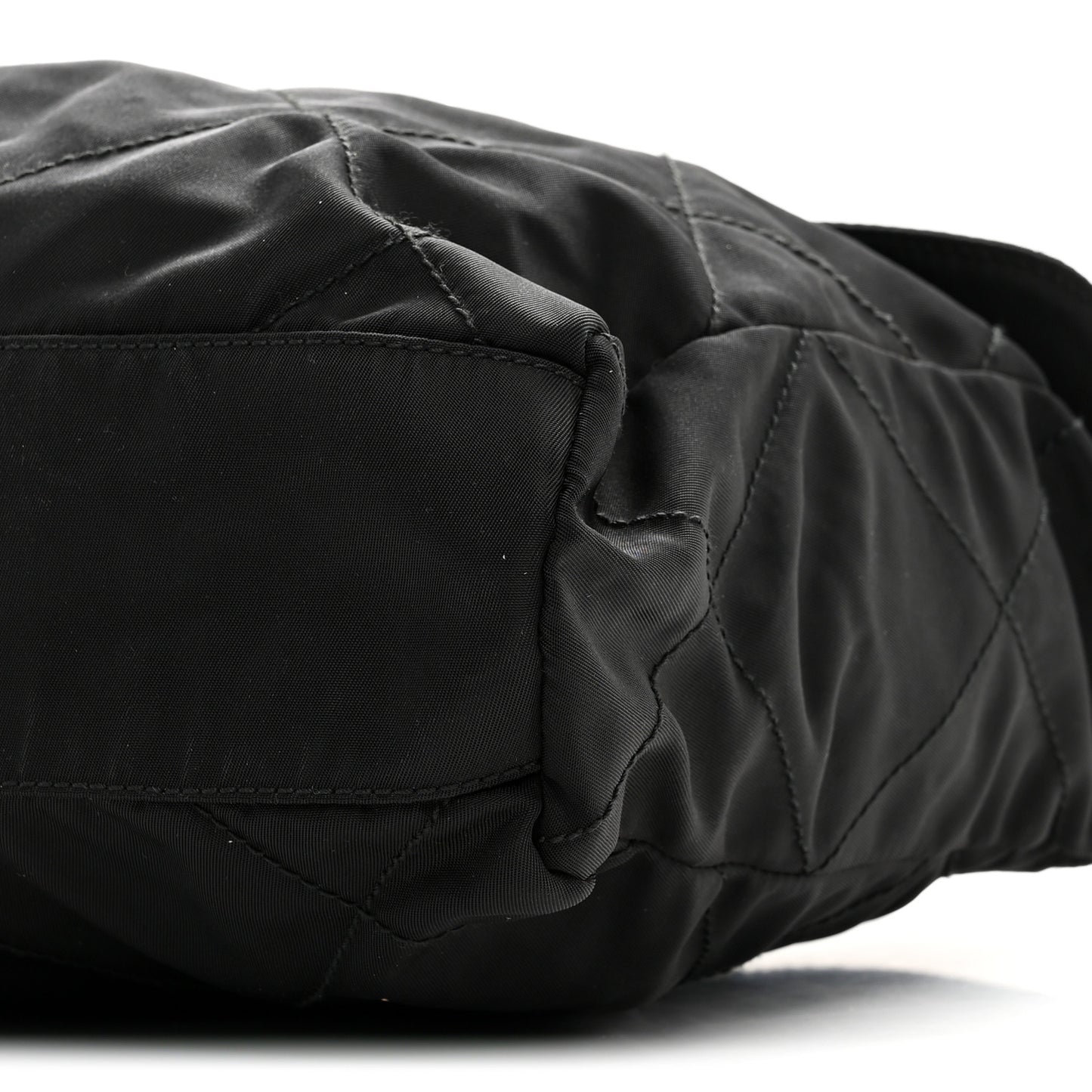Nylon Tessuto Impuntu Quilted Flap Shoulder Bag Black