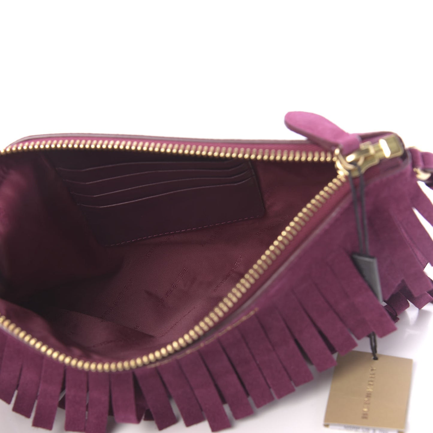 Suede Fringe Peyton Crossbody Clutch Bag Magenta